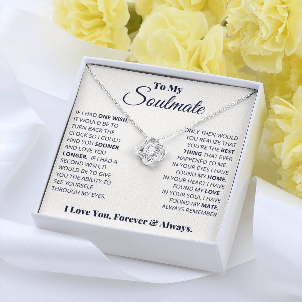 To My Soulmate Necklace - Gift for Celebrating Love on Valentine’s Day & Special Days - Love Knot Necklace - Personalize Memories