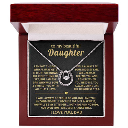 To My Daughter Necklace - Everyday Love Jewelry Gift from Dad for Daughter’s Birthday & Just Because - Lucky In Love Necklace - Personalize Memories