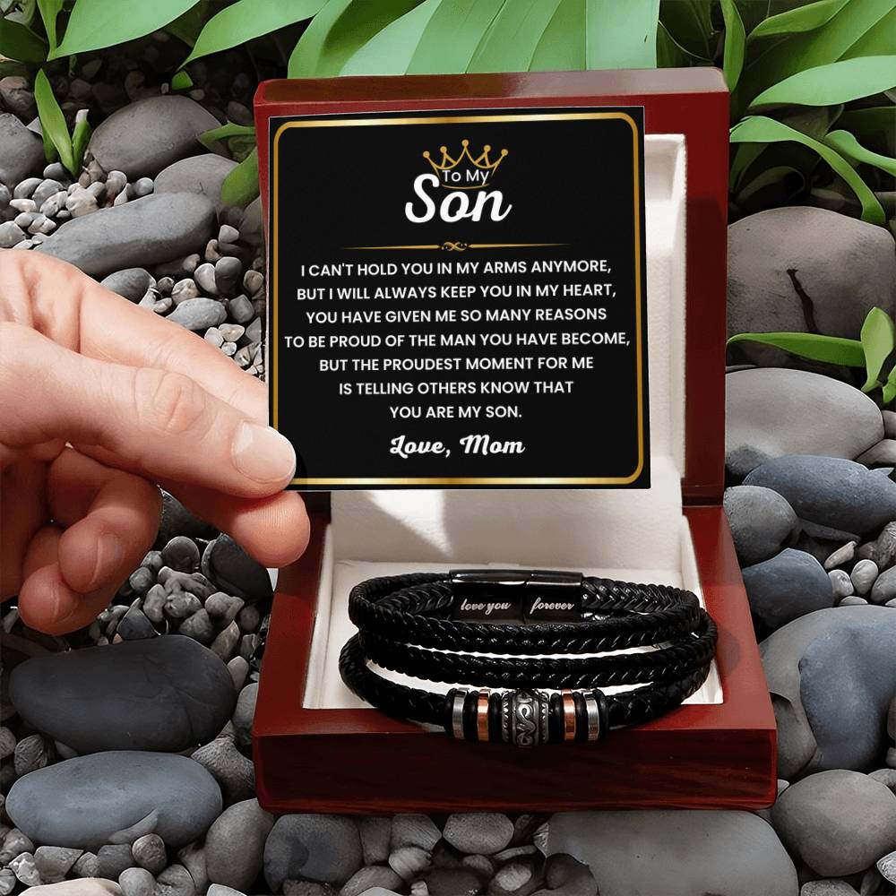 Mom’s Gift for Son – Graduation, Christmas, Birthday – Love You Forever Bracelet - Personalize Memories