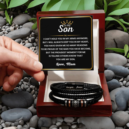 Mom’s Gift for Son – Graduation, Christmas, Birthday – Love You Forever Bracelet - Personalize Memories