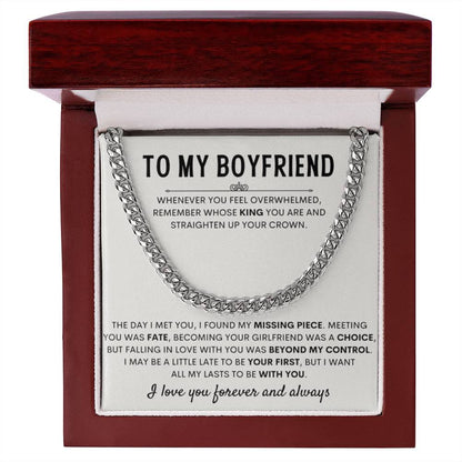 To My Boyfriend - Cuban Link Chain - Birthday & Anniversary Jewelry from Girlfriend - Personalize Memories