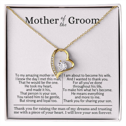 Mother of the Groom - Present for Mother in Law - Thank you for raising the man of my dreams - Forever Love Necklace - Personalize Memories