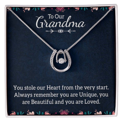 To Our Grandma Necklace - You stole our heart from the very start Grandma - Lucky In Love PARTNER - Personalize Memories