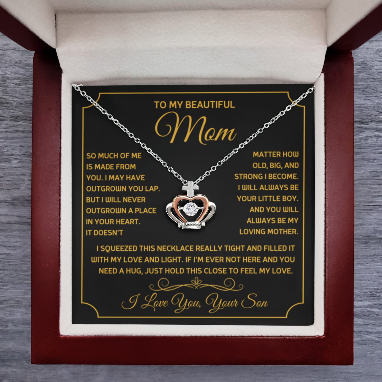 To My Beautiful Mom - So much of me is made from you - Crown Pendant Necklace - Personalize Memories