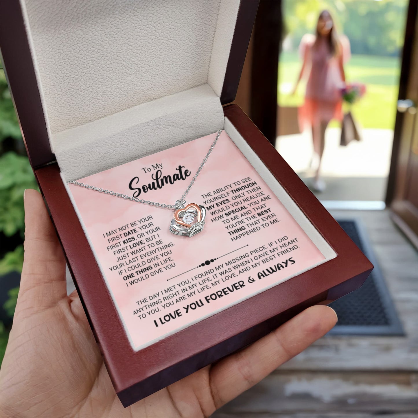 To My Soulmate Necklace - Unique Soulmate Gift for Her for Birthdays & Surprise Moments - Crown Pendant Necklace - Personalize Memories
