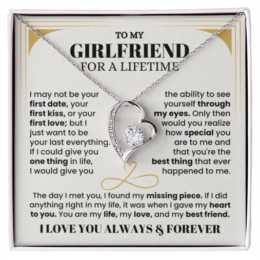 To My Girlfriend Necklace - Soulmate Jewelry Gift for Valentine’s Day, Birthday - Forever Love Necklace - Personalize Memories
