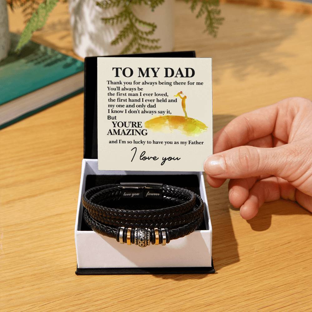 To My Dad - You're Amazing - Gift for Dad - Love You Forever Bracelet - Personalize Memories