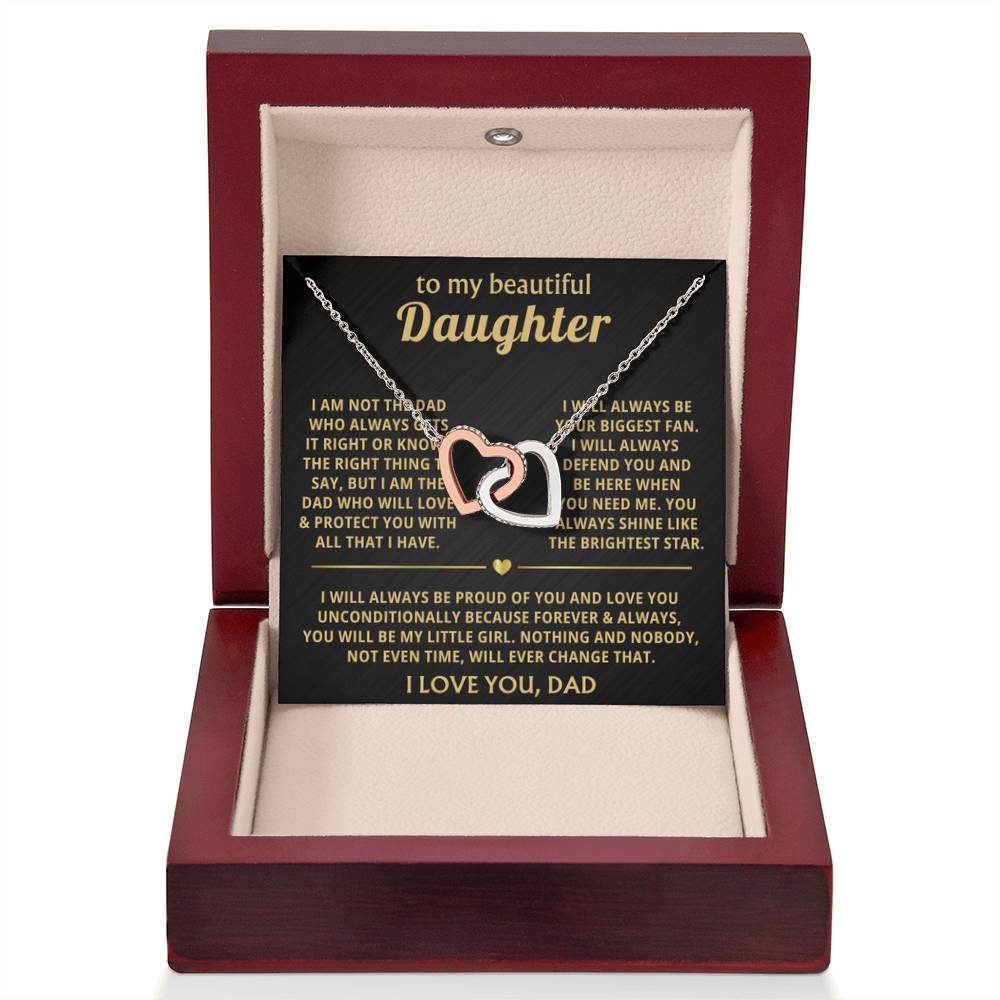 To My Daughter Necklace - Best Gift for Daughter from Dad - Interlocking Hearts Necklace - Personalize Memories