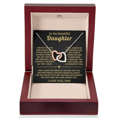 To My Daughter Necklace - Best Gift for Daughter from Dad - Interlocking Hearts Necklace - Personalize Memories