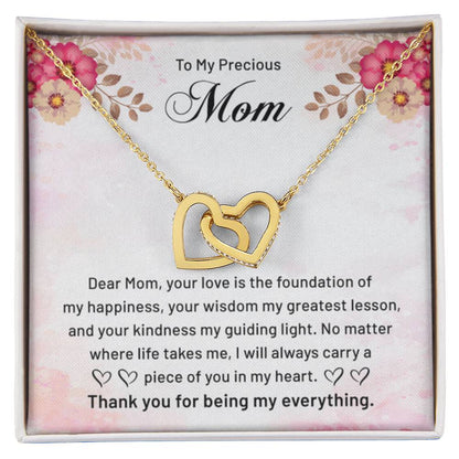 To My Precious Mom - Thank You For Being My Everything - Interlocking Hearts Necklace - Best Gift For Mom - Personalize Memories