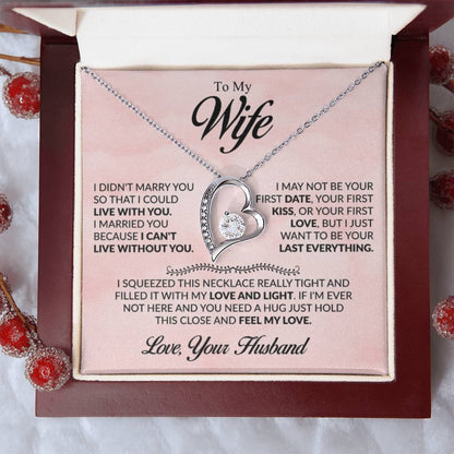To My Beautiful Wife Necklace - Sweet Emotional Gift for Wife from Husband on Birthday, Anniversary & Valentine’s Day - Forever Love Necklace - Personalize Memories