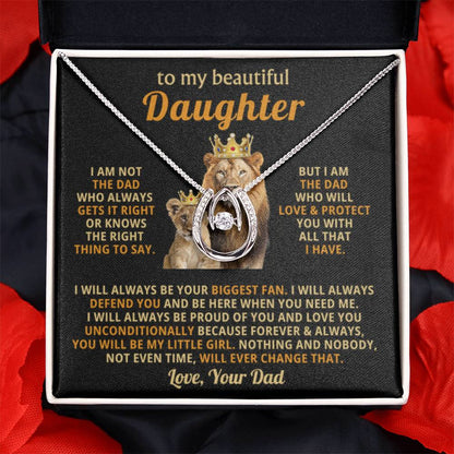 To My Daughter Necklace - Gift from Dad for Birthday, Graduation & Proud Dad Moments - Lucky In Love Necklace - Personalize Memories