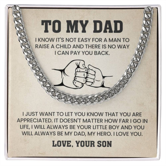 Gift for Dad from Son - Cuban Link Chain - Personalize Memories