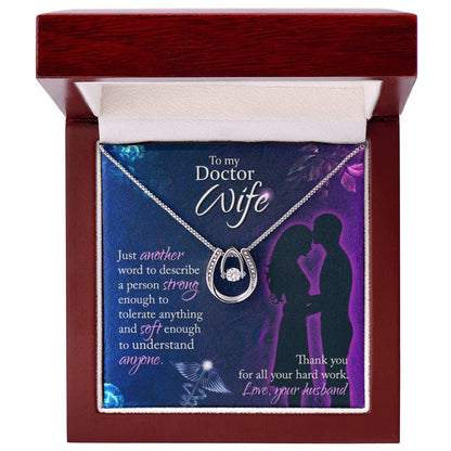 To My Doctor Wife Necklace - Sweet Emotional Gift for Wife from Husband on Birthday, Anniversary & Valentine’s Day - Lucky In Love Necklace - Personalize Memories