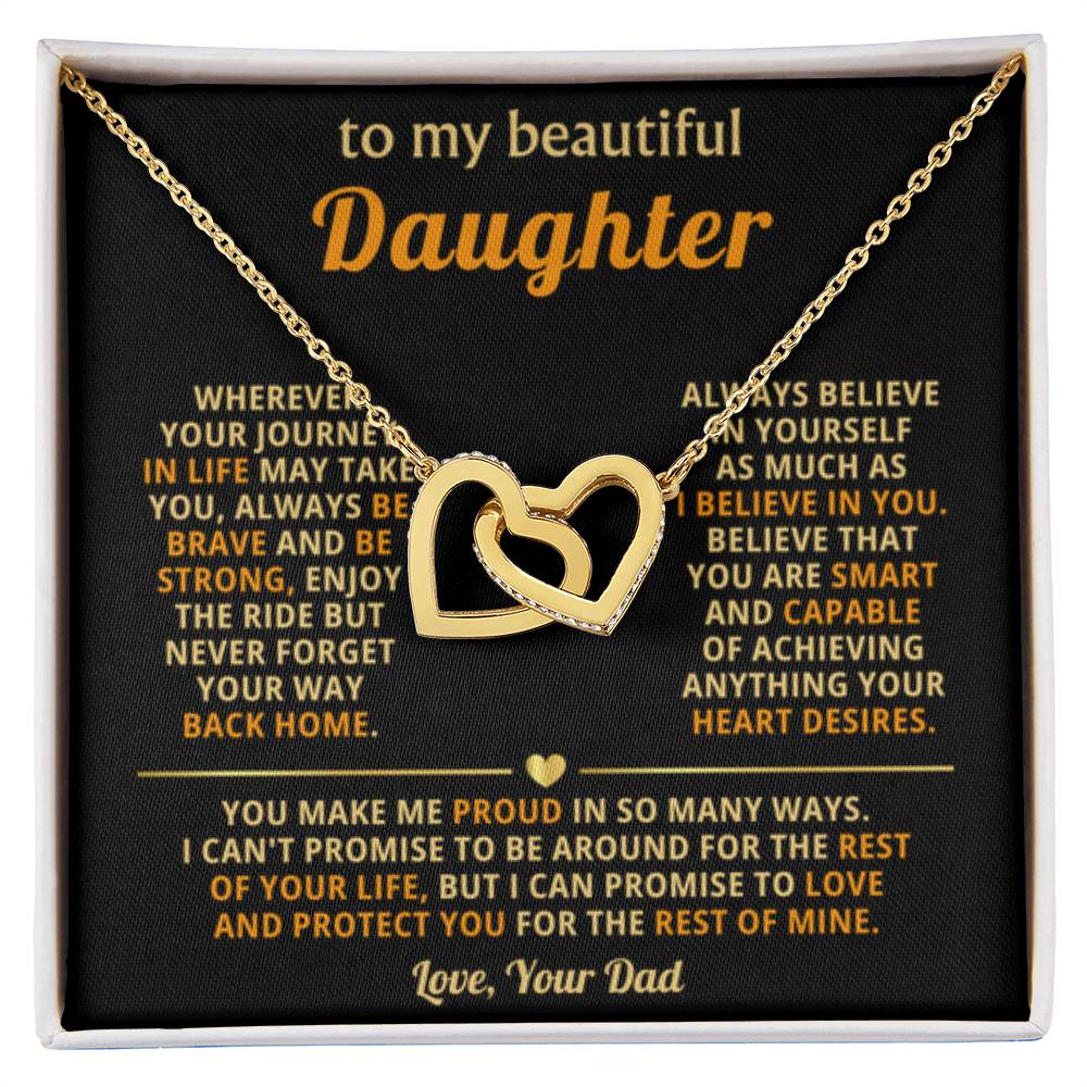To My Daughter Necklace – Top Gift for Daughter Birthday Graduation – Interlocking Hearts Necklace - Personalize Memories