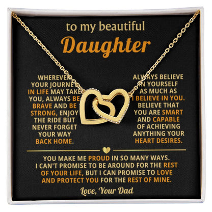 To My Daughter Necklace – Top Gift for Daughter Birthday Graduation – Interlocking Hearts Necklace - Personalize Memories