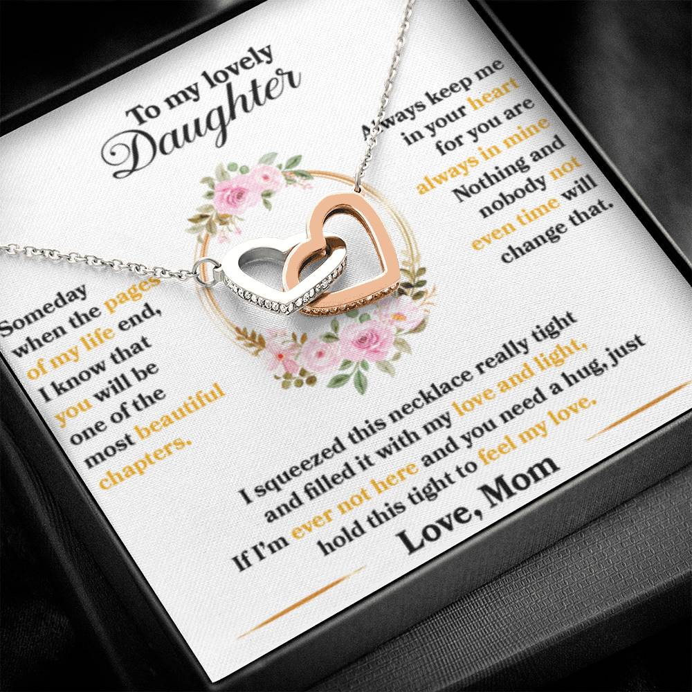 To My Daughter Necklace – Daughter Necklace for Graduation & Birthday Events from Mom – Interlocking Hearts Necklace - Personalize Memories