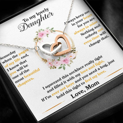 To My Daughter Necklace – Daughter Necklace for Graduation & Birthday Events from Mom – Interlocking Hearts Necklace - Personalize Memories