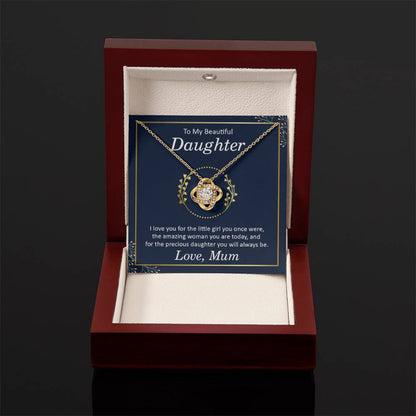 To My Daughter Necklace – Mum to Daughter Present for Graduation – Love Knot Necklace - Personalize Memories