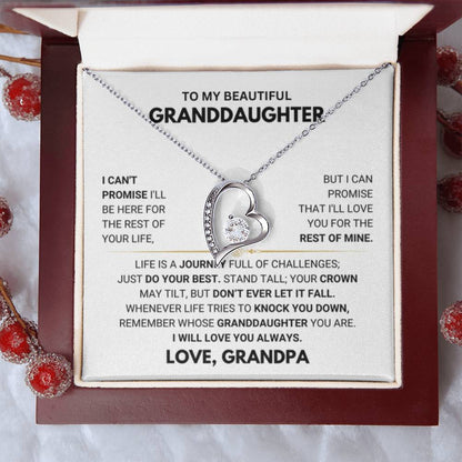 To My Granddaughter Necklace – Jewelry for Granddaughter on Graduation Birthday Events from Grandpa – Forever Love Necklace - Personalize Memories