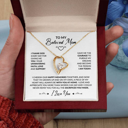 To My Beautiful Mom - I Thank God Every Day for Giving Me You - Forever Love Necklace - Personalize Memories