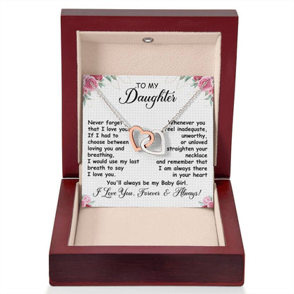 Beautiful Gift for Daughter - You'll always be my baby girl - Interlocking Hearts Necklace - Personalize Memories