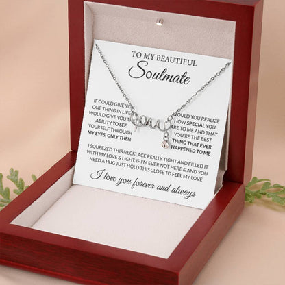 To My Beautiful Soulmate Necklace - Romantic Gift for Her for Christmas & Love Celebrations - Scripted Love Necklace - Personalize Memories