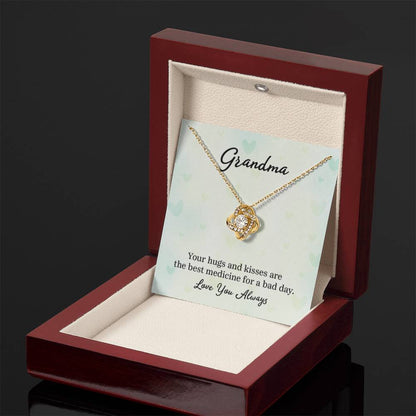 Gift for Grandma - Your Hugs and Kisses Grandma - Love Knot Necklace - Personalize Memories