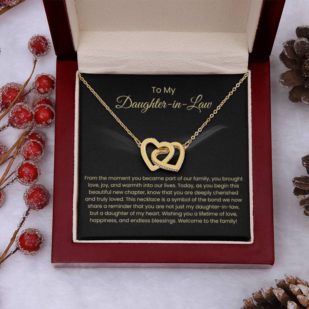 To My Daughter In Law - Interlocking Hearts Necklace - Gift for Daughter in Law - Personalize Memories