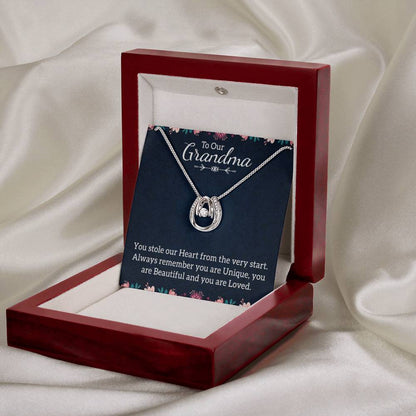 To Our Grandma Necklace - You stole our heart from the very start Grandma - Lucky In Love PARTNER - Personalize Memories