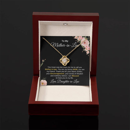 Mother In Law Gift from Daughter In Law - I am blessed to have you in my life - Love Knot Necklace - Personalize Memories