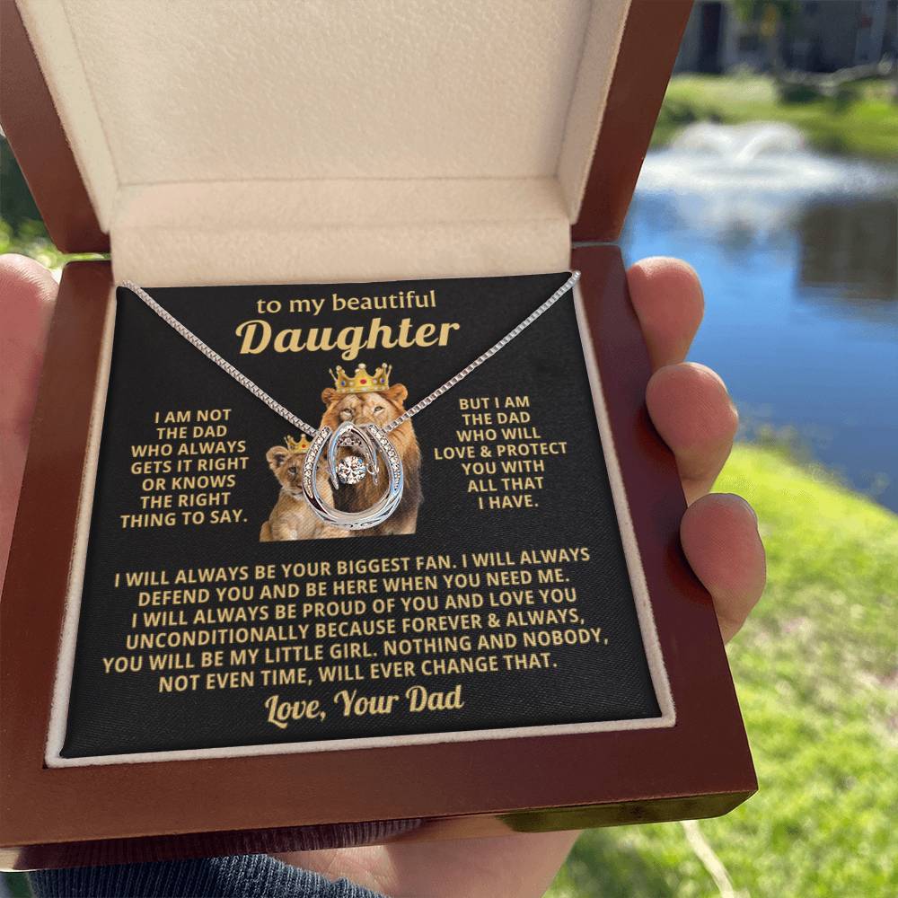 To My Daughter Necklace - Beautiful Daughter Jewelry for Birthday & Proud Dad Moments - Lucky In Love Necklace - Personalize Memories