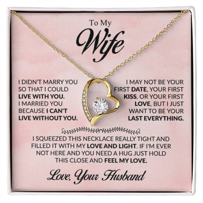 To My Beautiful Wife Necklace - Sweet Emotional Gift for Wife from Husband on Birthday, Anniversary & Valentine’s Day - Forever Love Necklace - Personalize Memories