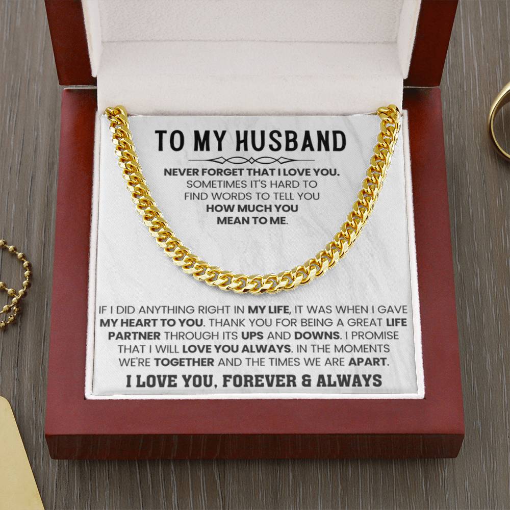 Husband Jewelry Gift from Wife – Cuban Link Chain – Anniversary & Valentine’s Day - Personalize Memories