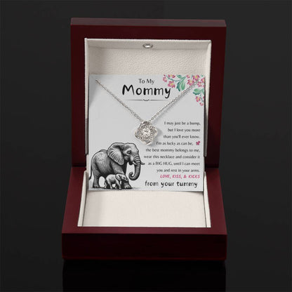 To My Mommy - Love Kiss & Kicks from Your Tummy - Love Knot Necklace - New Mom Gift - Personalize Memories