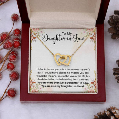 To My Beautiful Daughter In Law - Interlocking Hearts Necklace - Gift for Bonus Daughter - Personalize Memories