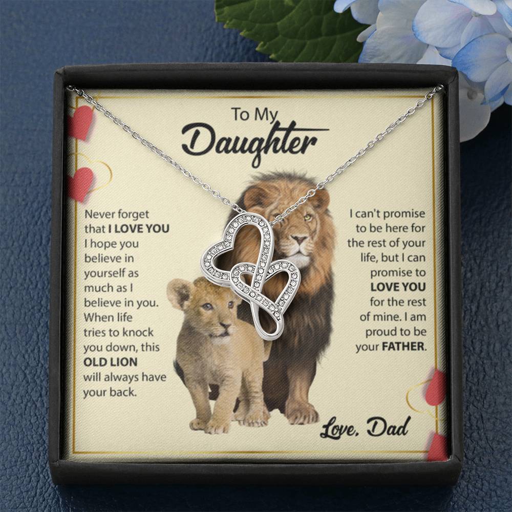 To My Daughter Necklace - Daughter Present from Dad - Heart-to-heart Pendant Necklace - Personalize Memories