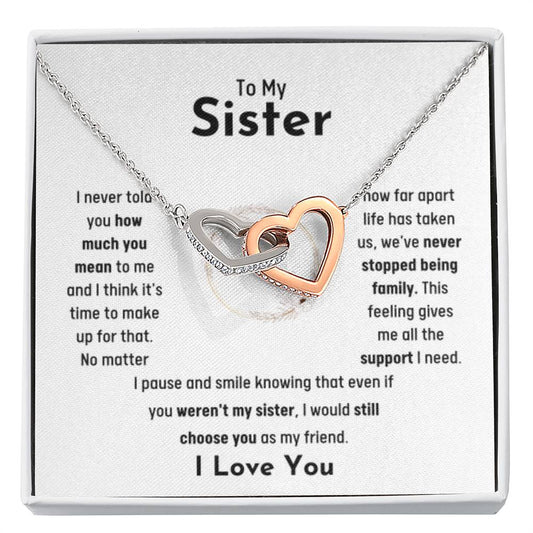 To My Sister - Interlocking Hearts Necklace - Jewelry Gift for Sister - Personalize Memories