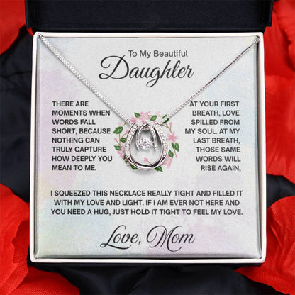 To My Daughter Necklace – Graduation & Christmas Gift from Mom – Lucky In Love Necklace - Personalize Memories
