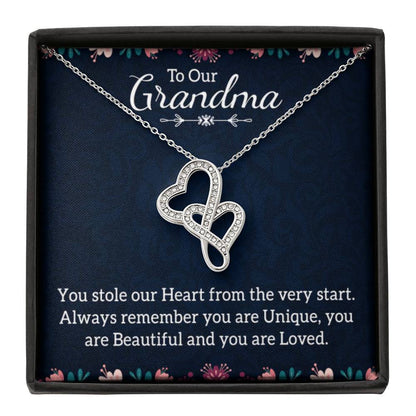 To Our Grandma Necklace - You stole our heart from the very start Grandma - Heart-to-heart Pendant Necklace - Personalize Memories