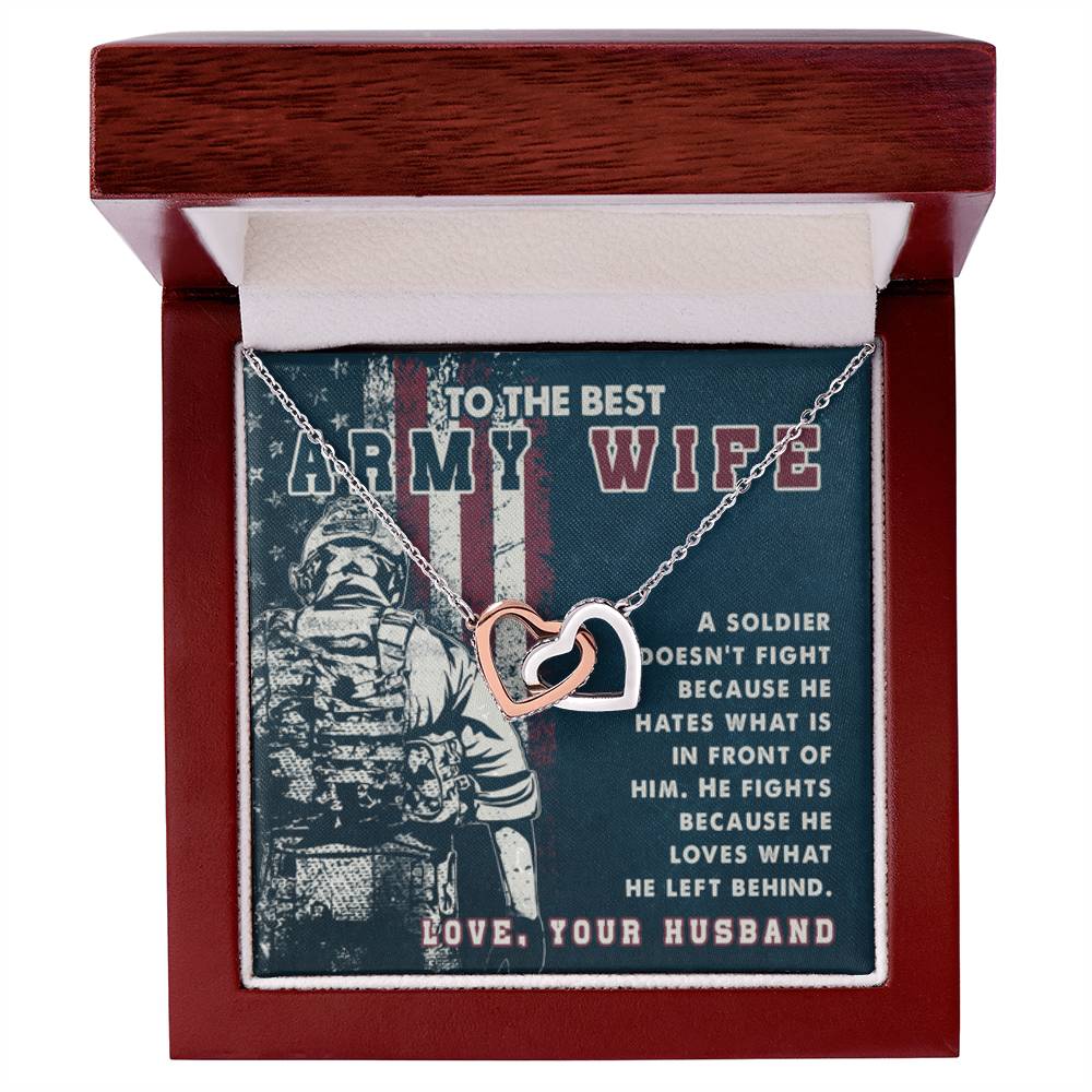 To The Best Army Wife Interlocking Hearts Necklace from Husband - Personalize Memories