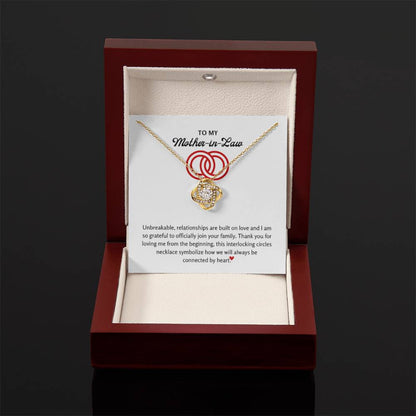 To My Mother in Law - We'll always be linked at heart - Love Knot Necklace - Personalize Memories
