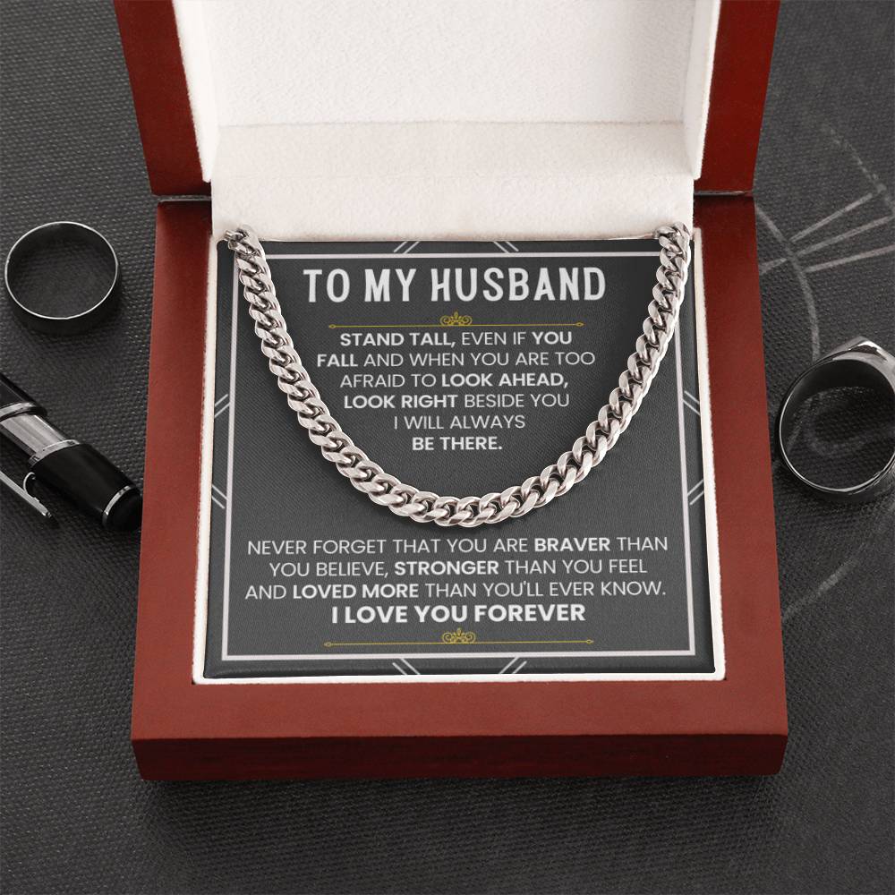 To My Husband – Cuban Link Chain – Wife to Husband Anniversary & Birthday Gift - Personalize Memories