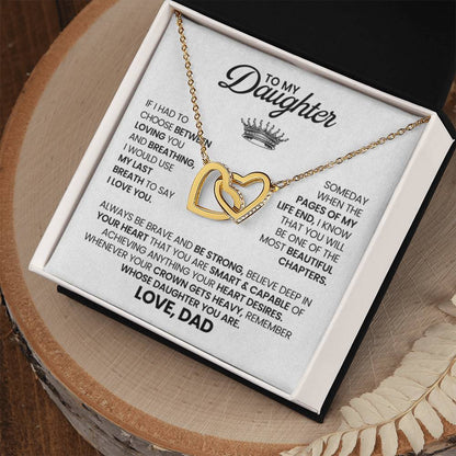 To My Daughter Necklace - Sweetest Daughter Gift from Dad for Birthday Joy & Proud Dad Love - Interlocking Hearts Necklace - Personalize Memories