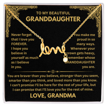 To My Granddaughter Necklace – Birthday & Valentine’s Gift from Grandma – Scripted Love Necklace - Personalize Memories
