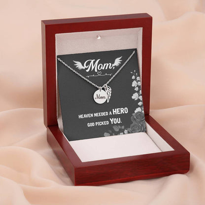 God Picked You - Angel Wing Mom Memorial Necklace | Loss of Mom Sympathy Gift