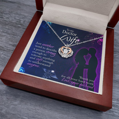 Doctor Wife Gift from Husband - Meaningful Jewelry for Valentine’s Day & Special Occasions - Crown Pendant Necklace - Personalize Memories
