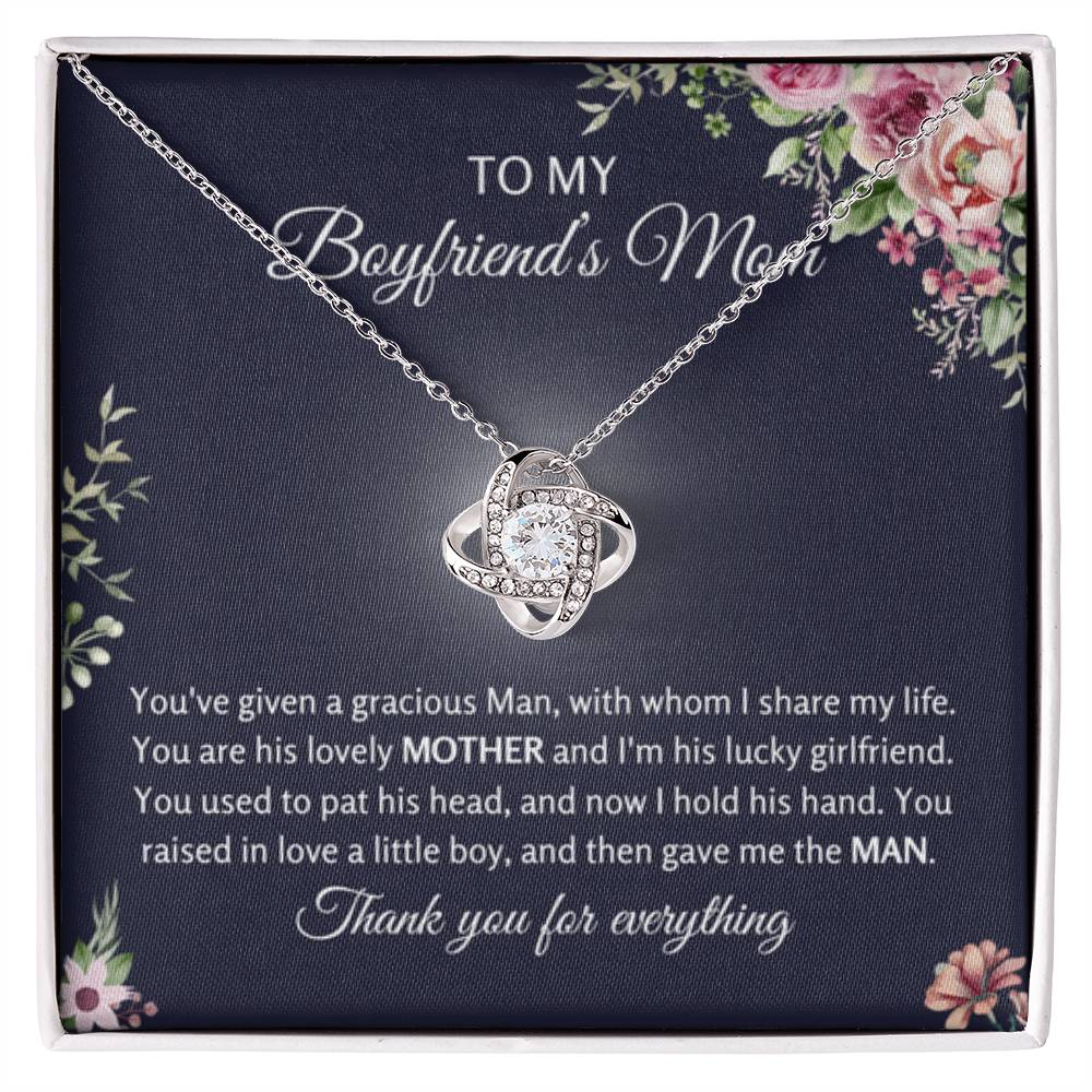 To My Boyfriend's Mom - Thank You For Everything - Love Knot Necklace - Personalize Memories