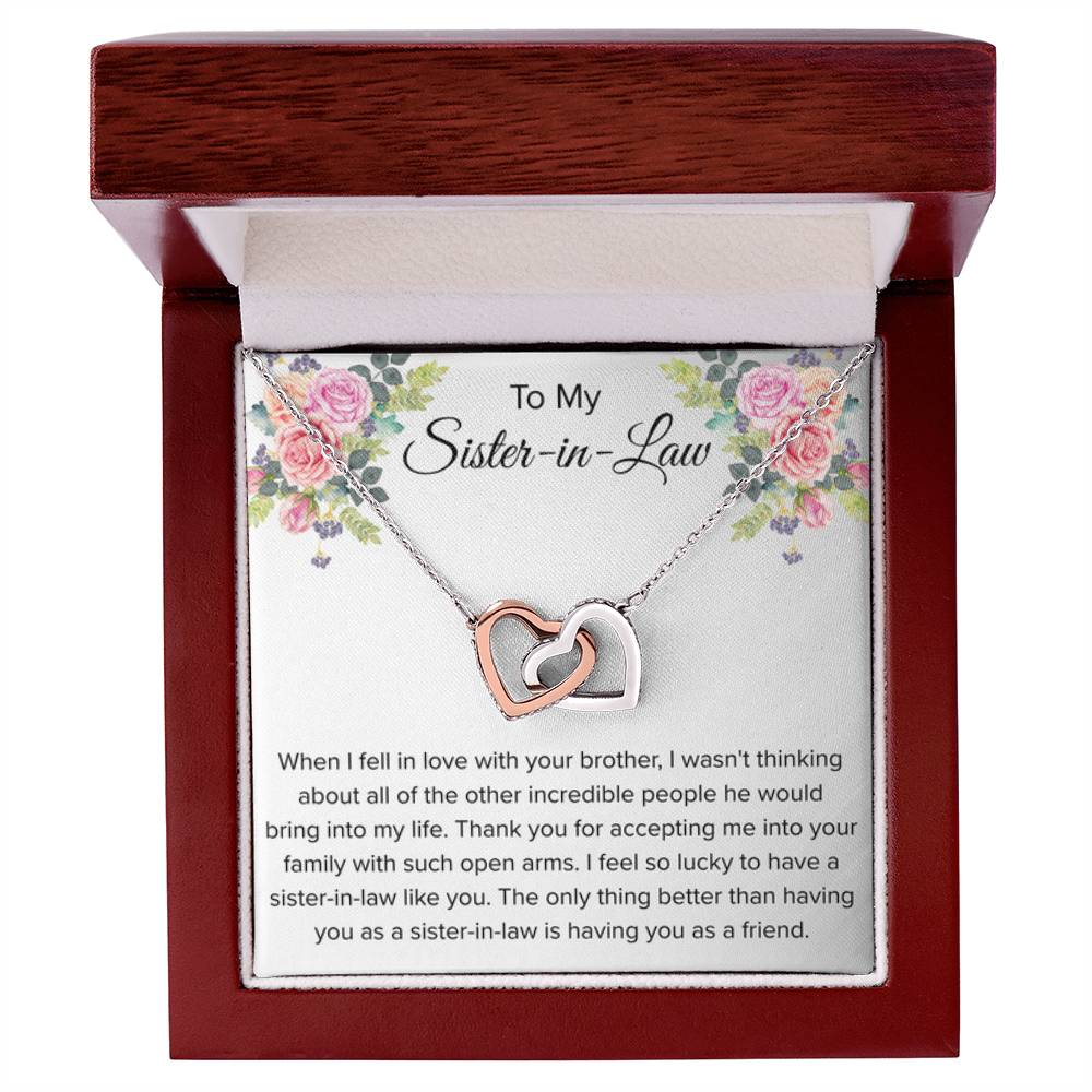 To My Sister In Law Necklace - Gift for Bonus Sister - Interlocking Hearts Necklace - Personalize Memories