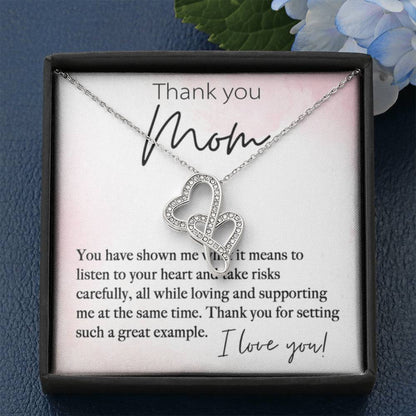 Thank You Mom For Setting Such A Great Example - Heart-to-heart Pendant Necklace - Best Gift For Mom - Personalize Memories